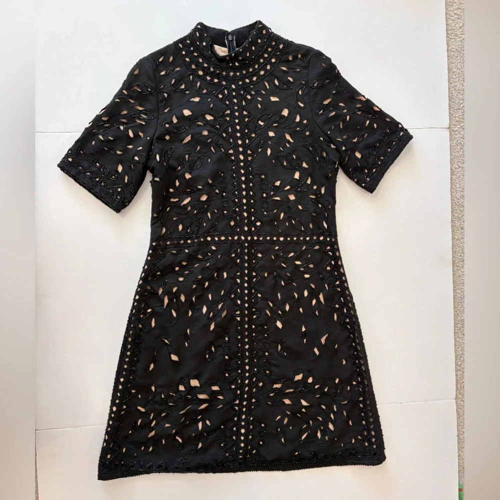 KAS New York Mari Beaded Cutout Black Dress XS - Picture 2 of 10